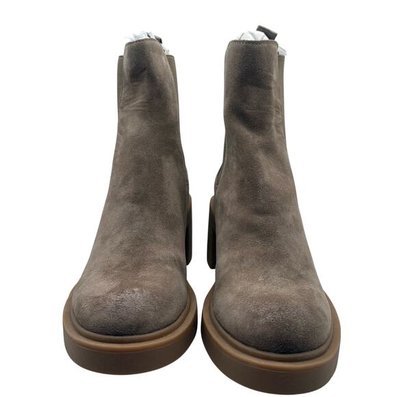 Dolce Vita Caster Tan Suede 7M Gage Leather Ankle Boots Bootie Chunky Mushroom - Picture 2 of 9